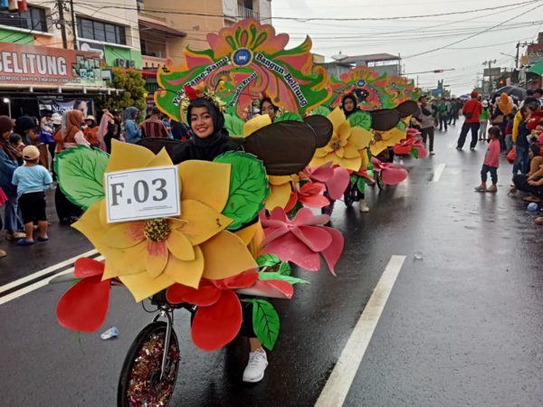 SMP NEGERI 5 TANJUNGPANDAN  JUARA 1 PAWAI PEMBANGUNAN DAERAH KATEGORI SEPEDA HIAS SMP/MTs  KABUPATEN BELITUNG TAHUN 2023